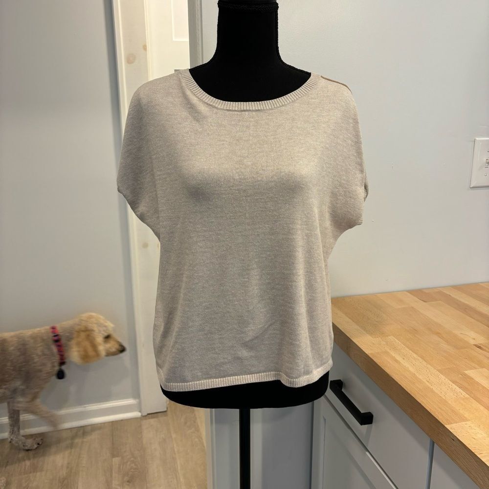 Ovla By Olive & Vine Cream Short Sleeve Sweater Small